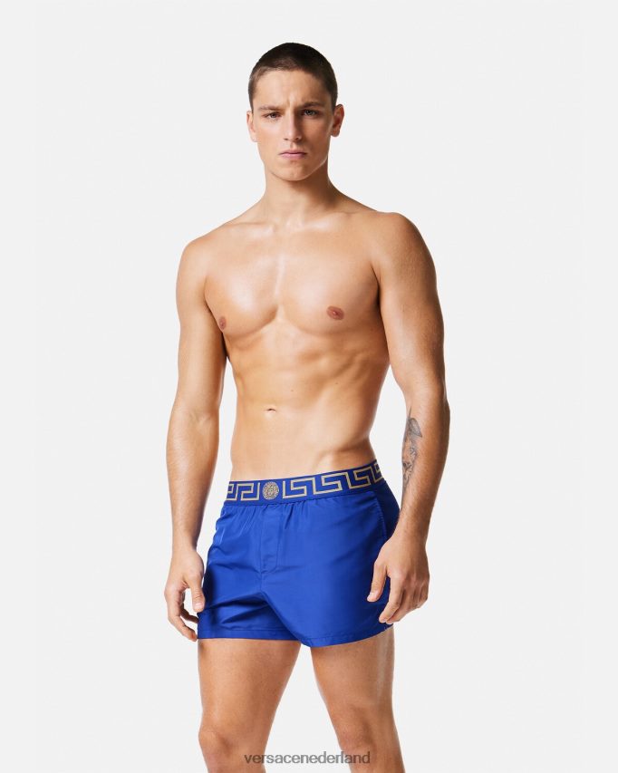 Versace Greca zwemshort met rand Heren blauw ondergoed en strandkleding J2T4F41808