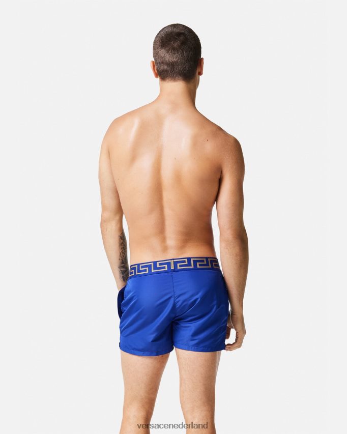 Versace Greca zwemshort met rand Heren blauw ondergoed en strandkleding J2T4F41808