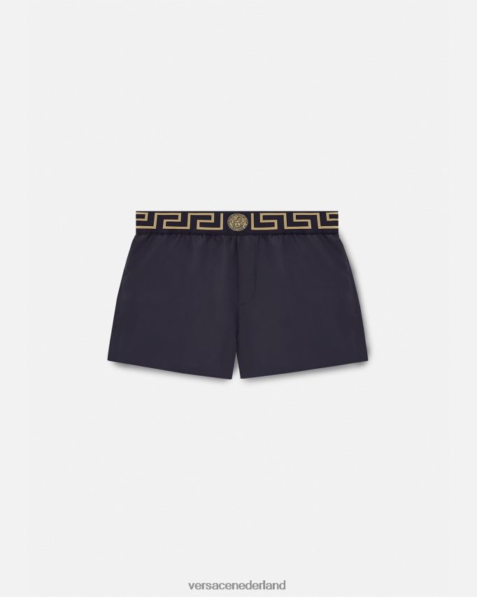 Versace Greca zwemshort met rand Heren blauw ondergoed en strandkleding J2T4F41809