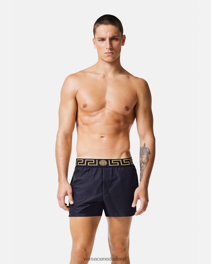 Versace Greca zwemshort met rand Heren blauw ondergoed en strandkleding J2T4F41809