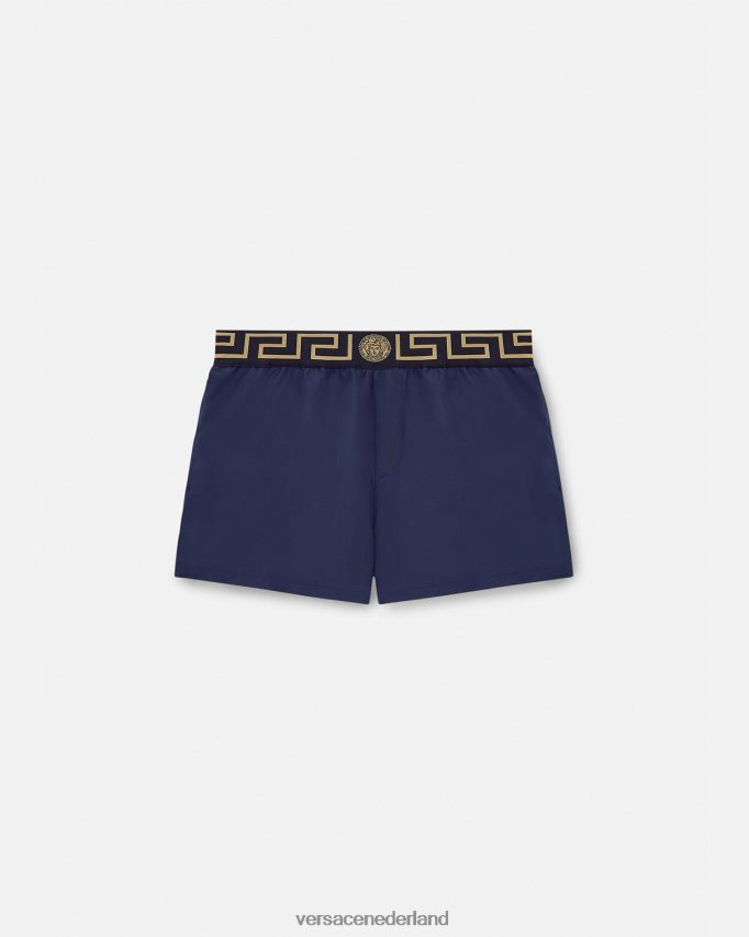 Versace Greca zwemshort met rand Heren blauw ondergoed en strandkleding J2T4F41814
