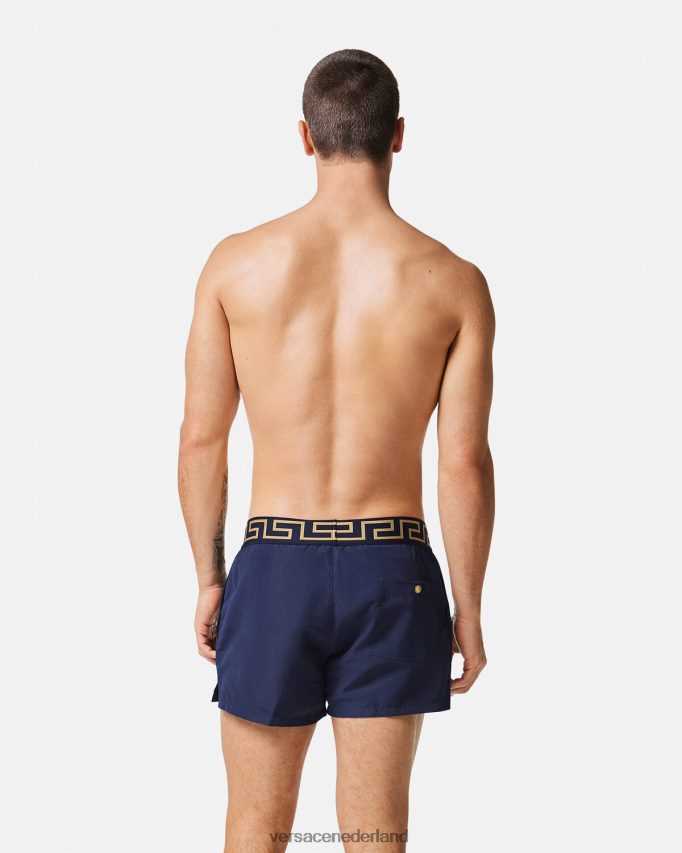 Versace Greca zwemshort met rand Heren blauw ondergoed en strandkleding J2T4F41814