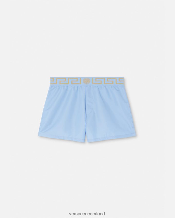 Versace Greca zwemshort met rand Heren lichtblauw ondergoed en strandkleding J2T4F41796