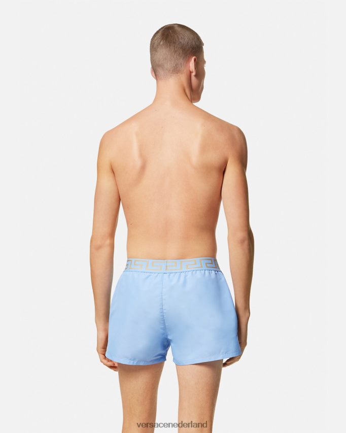 Versace Greca zwemshort met rand Heren lichtblauw ondergoed en strandkleding J2T4F41796