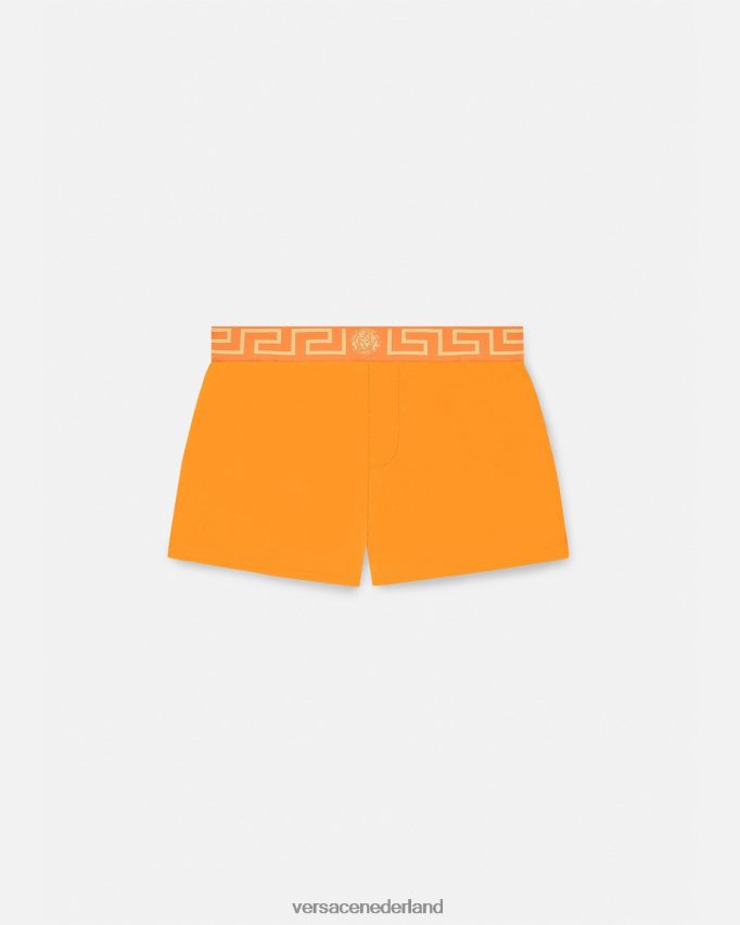 Versace Greca zwemshort met rand Heren oranje ondergoed en strandkleding J2T4F41812