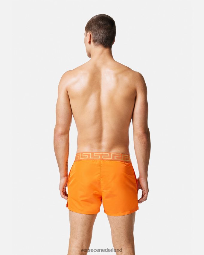 Versace Greca zwemshort met rand Heren oranje ondergoed en strandkleding J2T4F41812