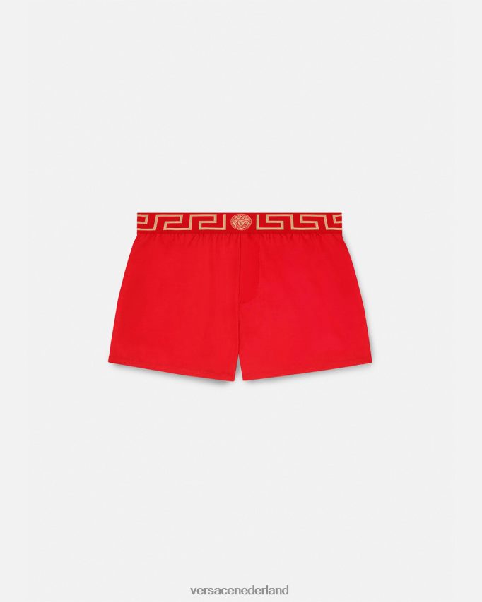 Versace Greca zwemshort met rand Heren rood ondergoed en strandkleding J2T4F41810