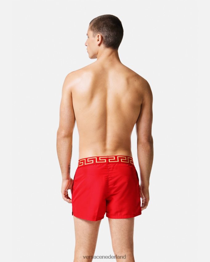 Versace Greca zwemshort met rand Heren rood ondergoed en strandkleding J2T4F41810