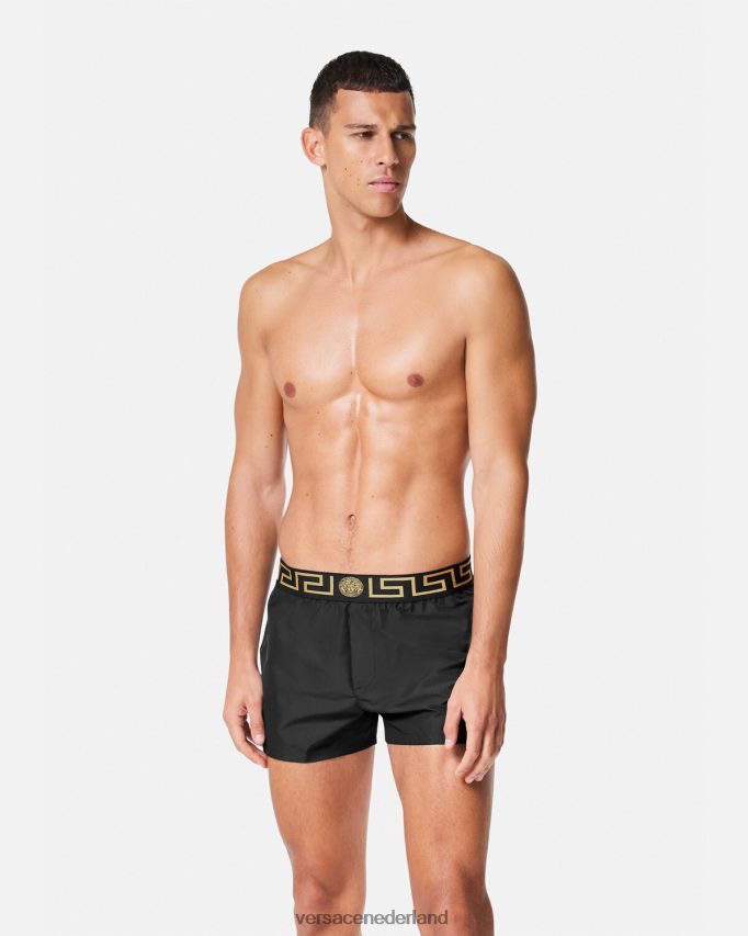 Versace Greca zwemshort met rand Heren zwart ondergoed en strandkleding J2T4F41811