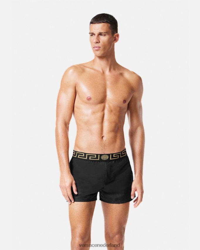 Versace Greca zwemshort met rand Heren zwart ondergoed en strandkleding J2T4F41813