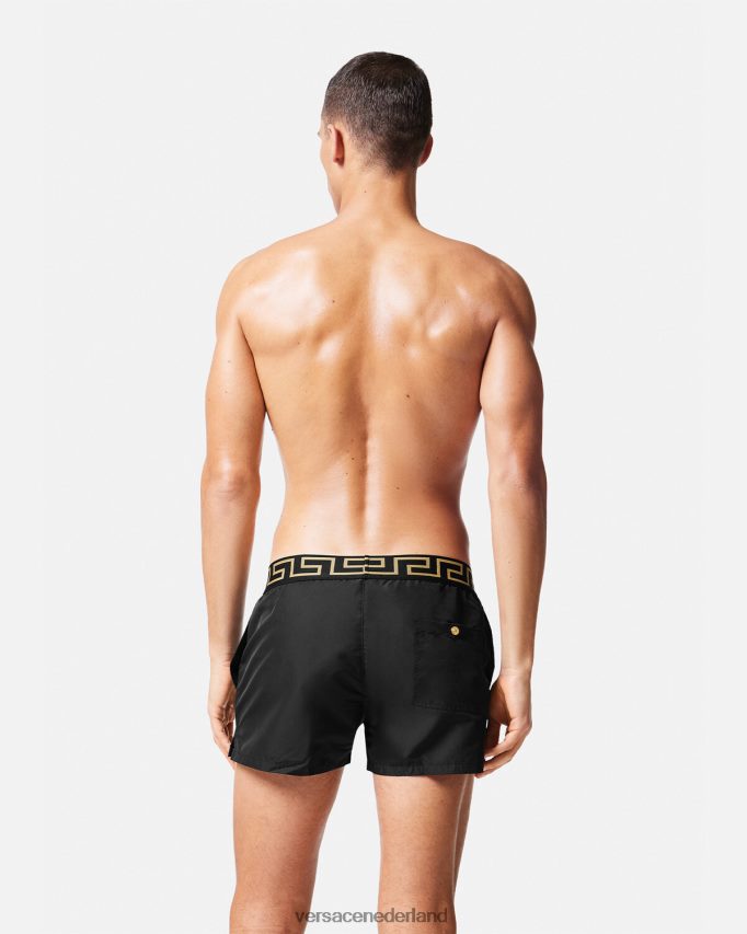 Versace Greca zwemshort met rand Heren zwart ondergoed en strandkleding J2T4F41813