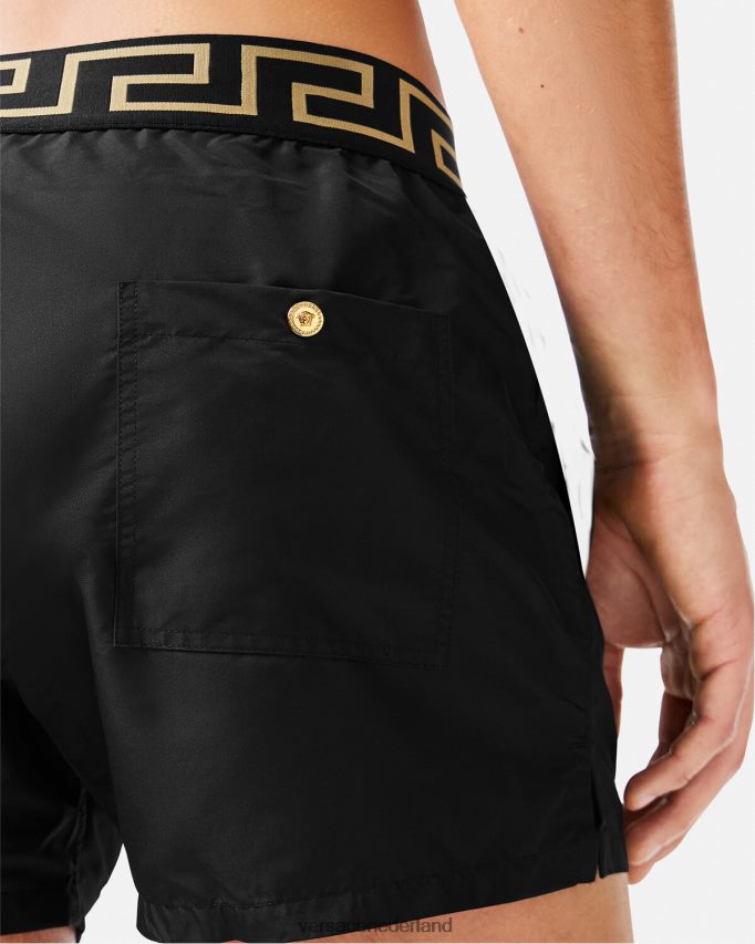 Versace Greca zwemshort met rand Heren zwart ondergoed en strandkleding J2T4F41813