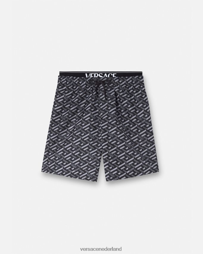Versace la greca boardshort Heren zwart grijs ondergoed en strandkleding J2T4F41800