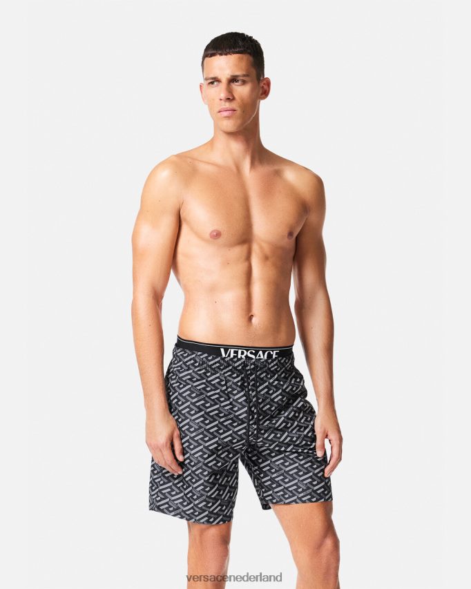 Versace la greca boardshort Heren zwart grijs ondergoed en strandkleding J2T4F41800