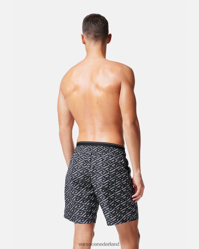 Versace la greca boardshort Heren zwart grijs ondergoed en strandkleding J2T4F41800