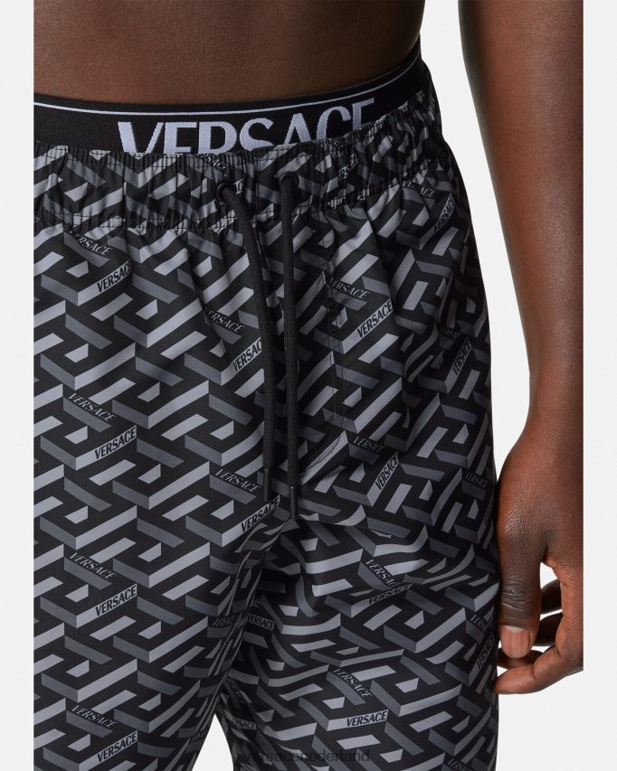 Versace la greca boardshort Heren zwart grijs ondergoed en strandkleding J2T4F41800