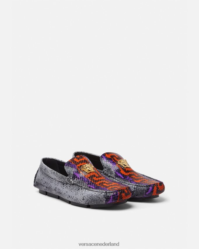 Versace La Medusa-loafers met Python Greca-print Heren veelkleurig schoen J2T4F41574