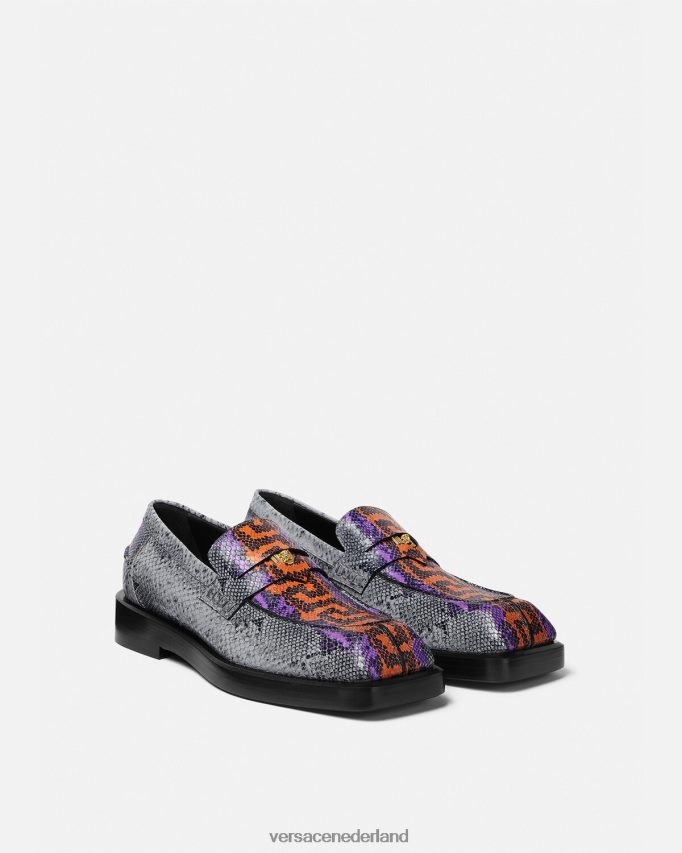 Versace Vierkante loafers met Python Greca-print Heren veelkleurig schoen J2T4F41575