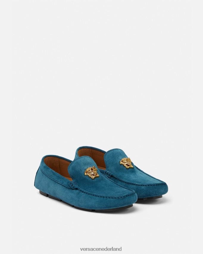 Versace la medusa suède bestuurdersschoenen Heren blauw schoen J2T4F41600
