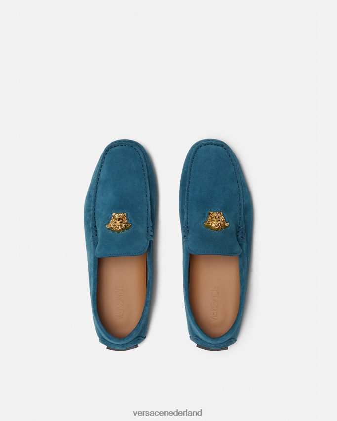 Versace la medusa suède bestuurdersschoenen Heren blauw schoen J2T4F41600