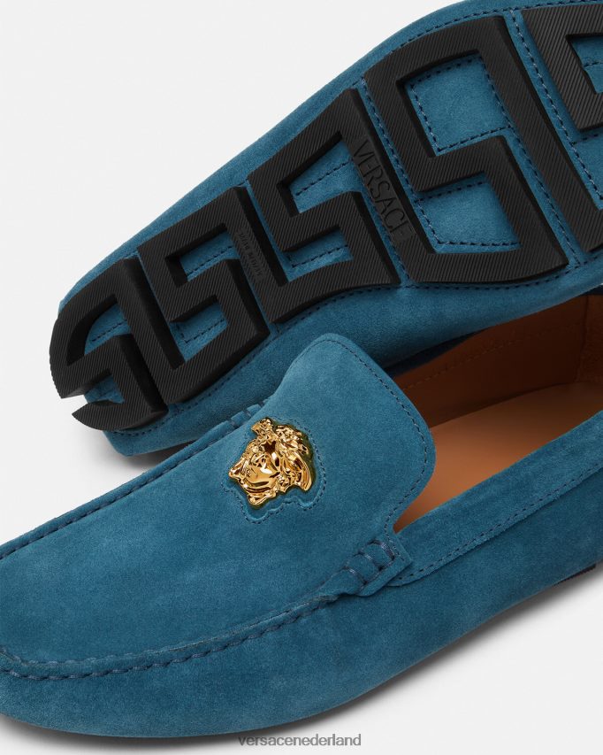 Versace la medusa suède bestuurdersschoenen Heren blauw schoen J2T4F41600