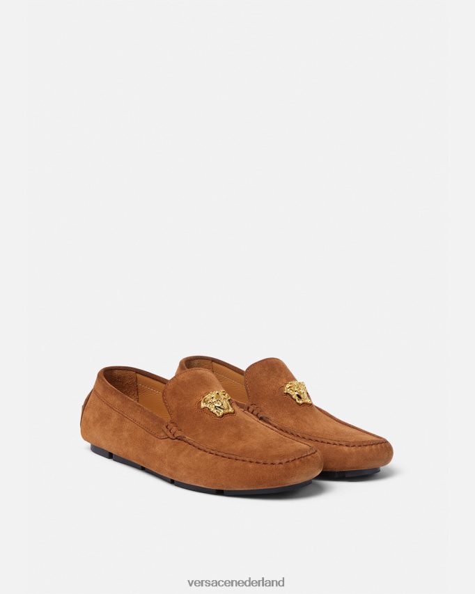 Versace la medusa suède bestuurdersschoenen Heren bruin schoen J2T4F41603