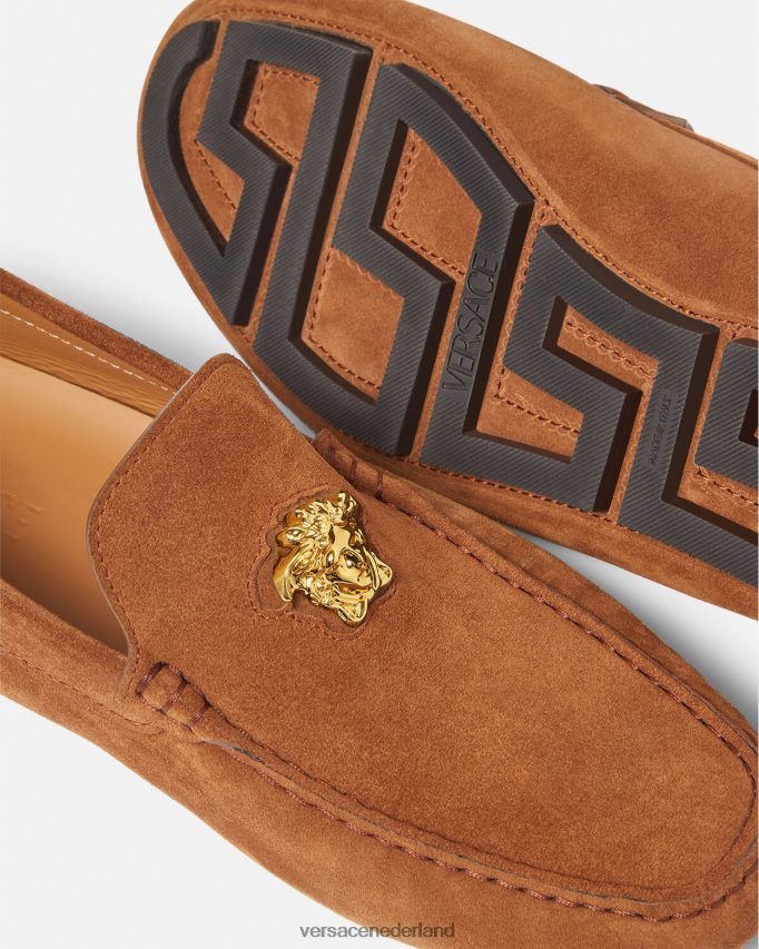 Versace la medusa suède bestuurdersschoenen Heren bruin schoen J2T4F41603