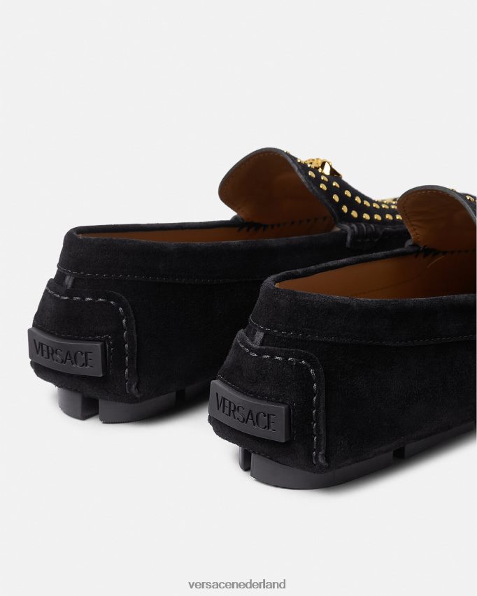 Versace la medusa suède bestuurdersschoenen Heren zwart schoen J2T4F41607