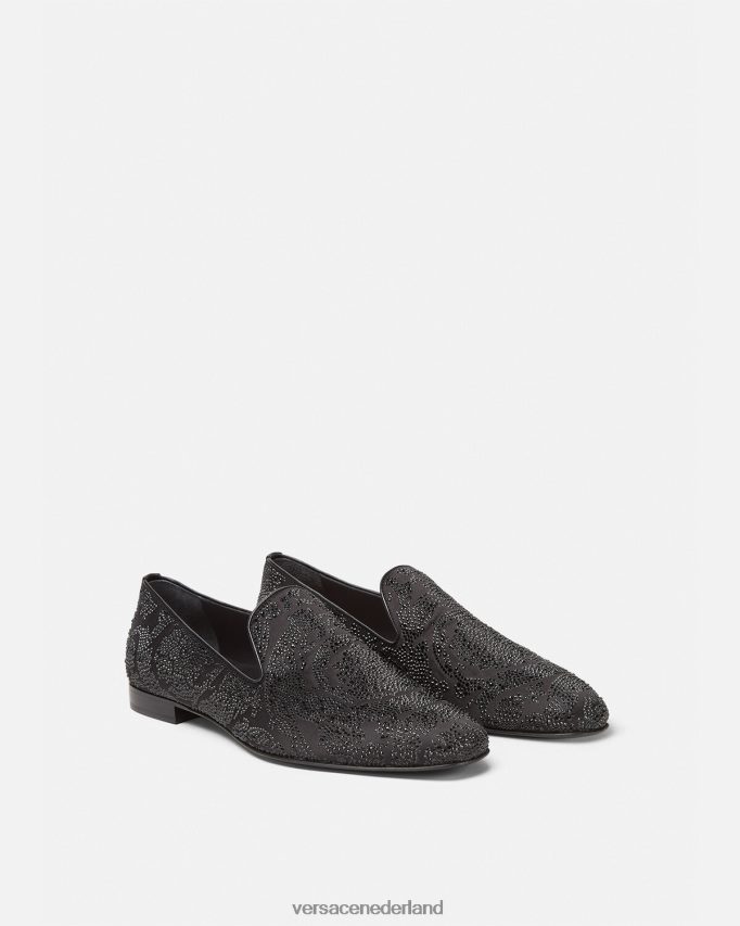 Versace Kristallen pantoffels in Barocco-silhouet Heren zwart schoen J2T4F41568