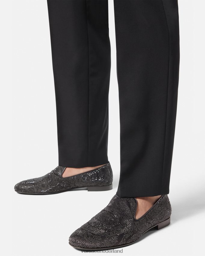 Versace Kristallen pantoffels in Barocco-silhouet Heren zwart schoen J2T4F41568