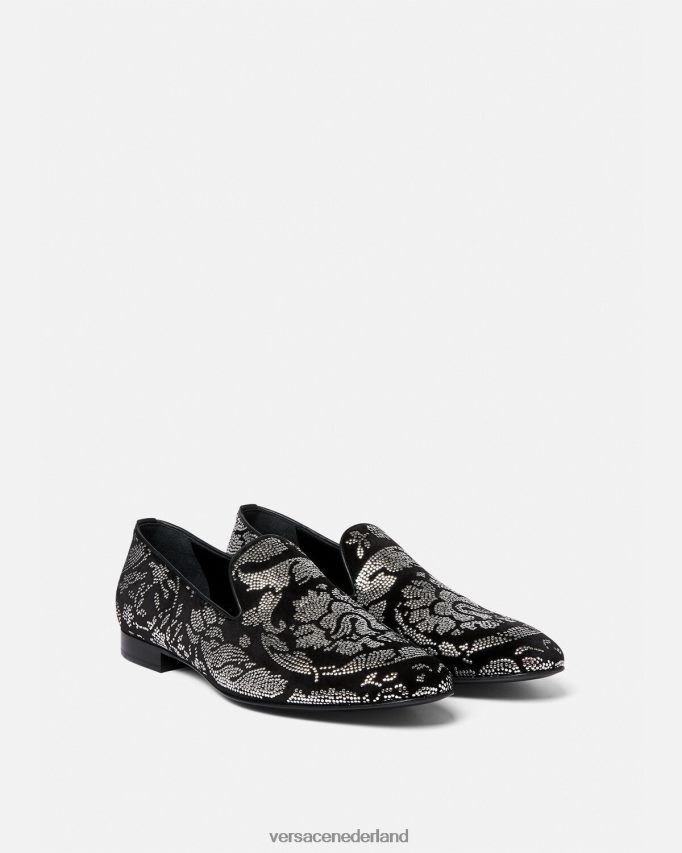 Versace pantoffels met studs in baroksilhouet Heren zwart schoen J2T4F41571