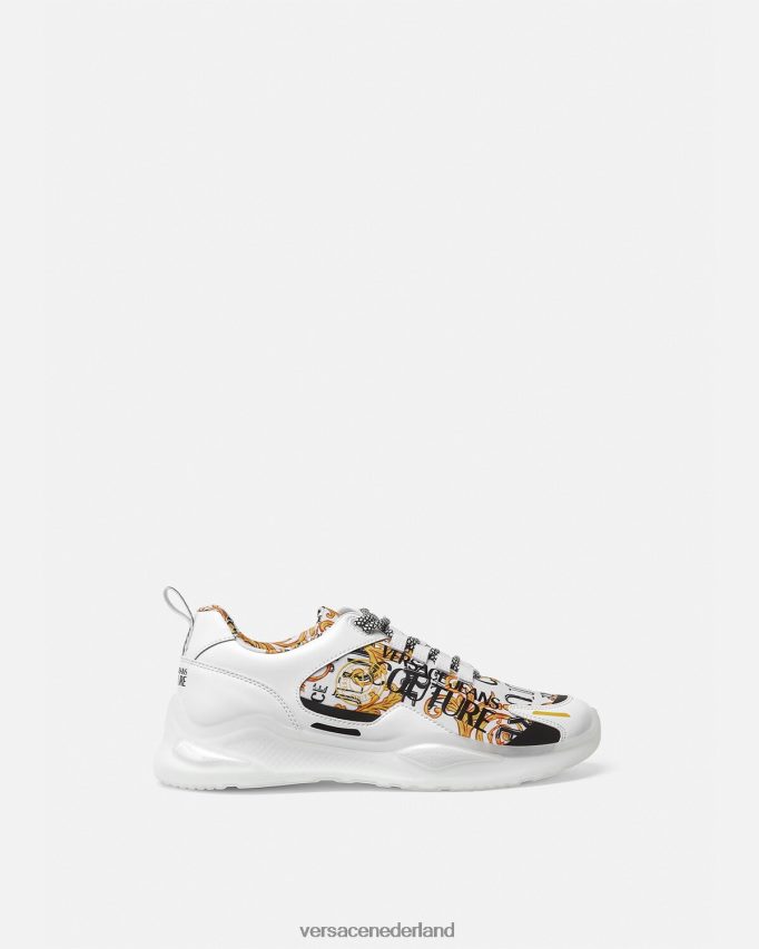 Versace Couture-sneakers met Levion-logo Heren goud en wit schoen J2T4F42456