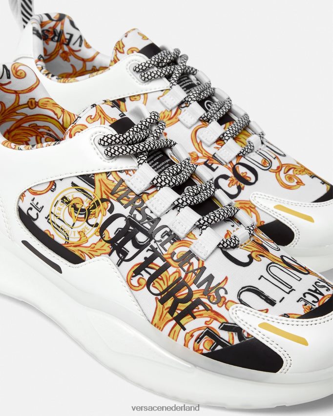 Versace Couture-sneakers met Levion-logo Heren goud en wit schoen J2T4F42456