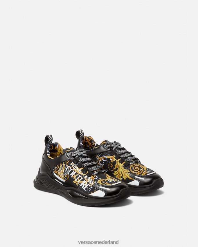 Versace Couture-sneakers met Levion-logo Heren zwart goud schoen J2T4F42457