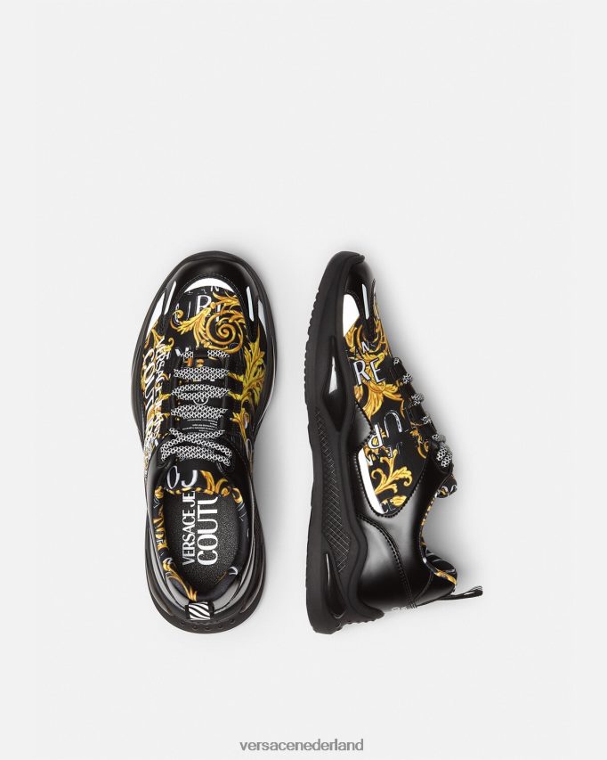 Versace Couture-sneakers met Levion-logo Heren zwart goud schoen J2T4F42457