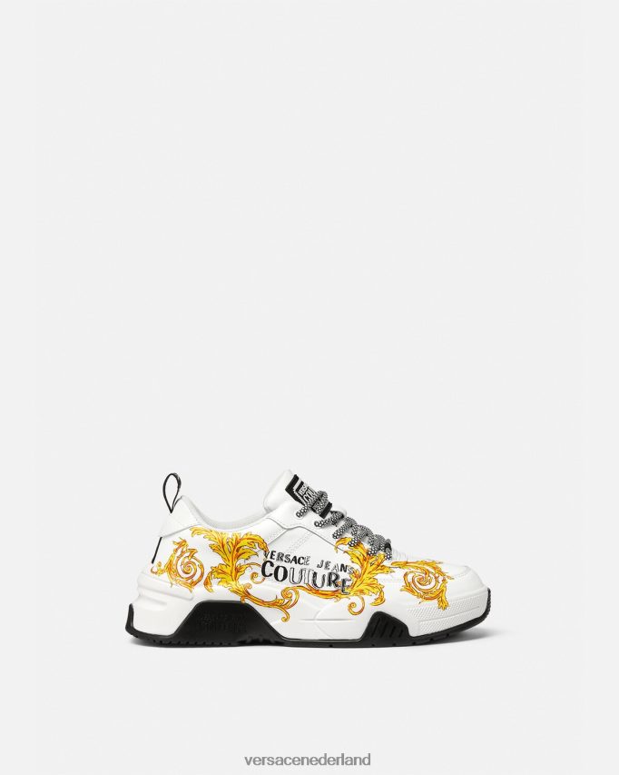 Versace Couture-sneakers met Stargaze-logo Heren goud en wit schoen J2T4F42461