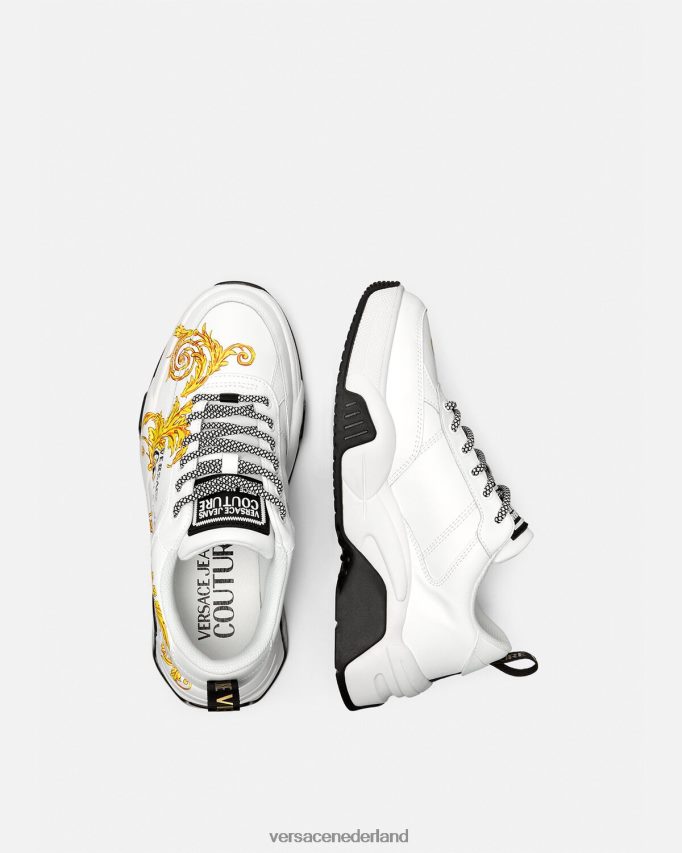 Versace Couture-sneakers met Stargaze-logo Heren goud en wit schoen J2T4F42461