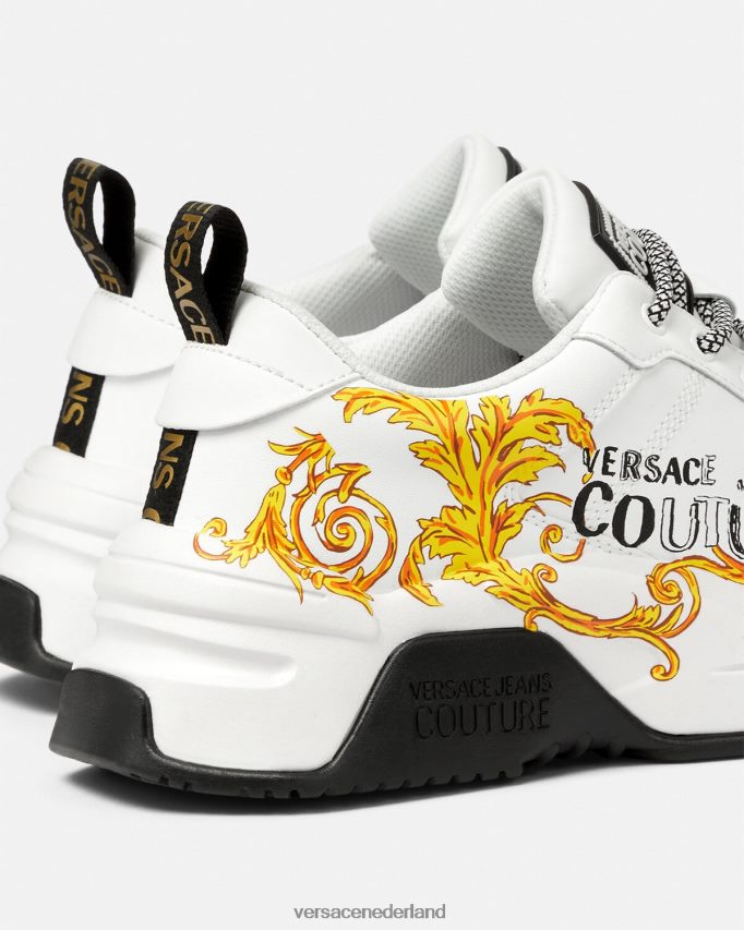 Versace Couture-sneakers met Stargaze-logo Heren goud en wit schoen J2T4F42461