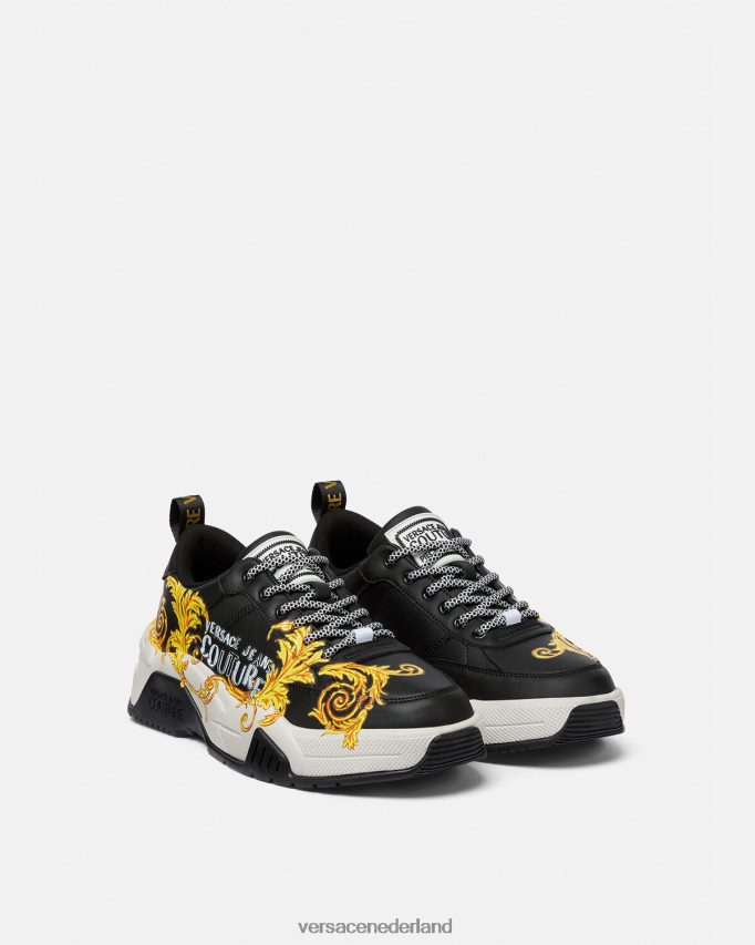 Versace Couture-sneakers met Stargaze-logo Heren zwart goud schoen J2T4F42462