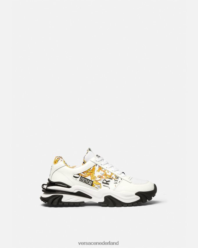 Versace Couture-sneakers met trail trek-logo Heren goud en wit schoen J2T4F42465