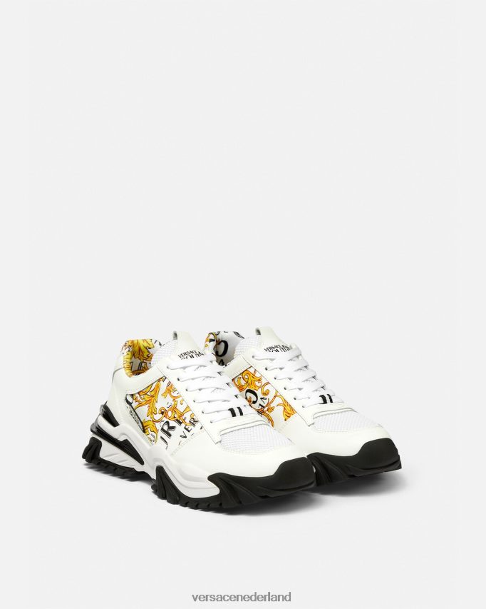 Versace Couture-sneakers met trail trek-logo Heren goud en wit schoen J2T4F42465