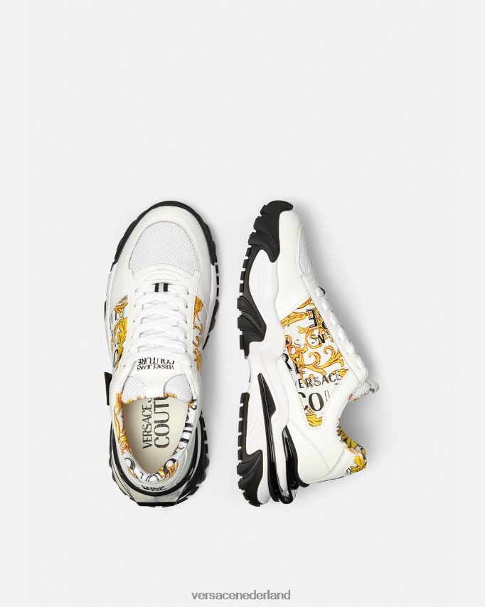 Versace Couture-sneakers met trail trek-logo Heren goud en wit schoen J2T4F42465