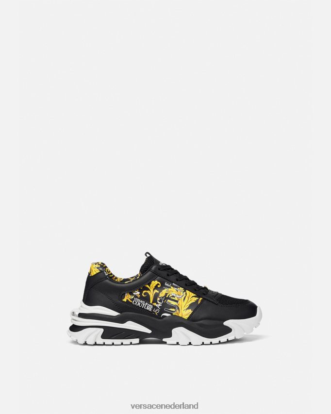 Versace Couture-sneakers met trail trek-logo Heren zwart goud schoen J2T4F42466