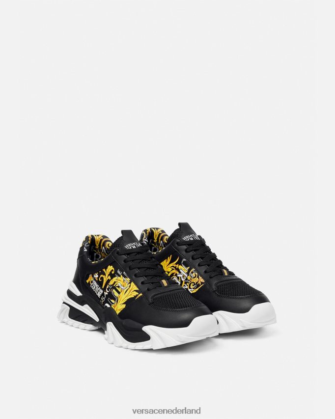 Versace Couture-sneakers met trail trek-logo Heren zwart goud schoen J2T4F42466