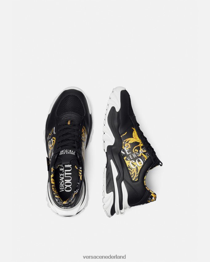 Versace Couture-sneakers met trail trek-logo Heren zwart goud schoen J2T4F42466
