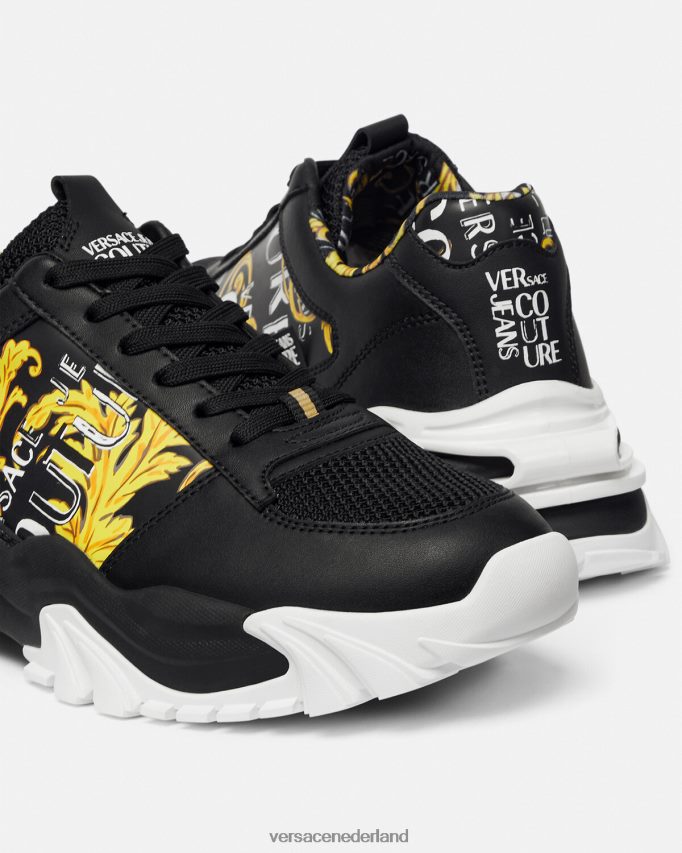 Versace Couture-sneakers met trail trek-logo Heren zwart goud schoen J2T4F42466