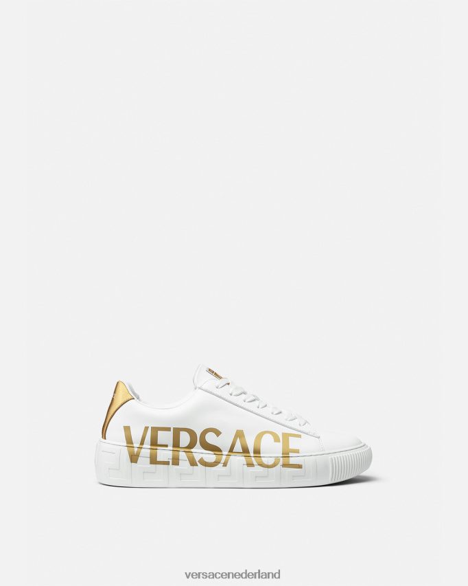Versace Greca-sneakers met logo Heren wit goud schoen J2T4F41549