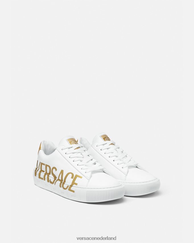 Versace Greca-sneakers met logo Heren wit goud schoen J2T4F41549