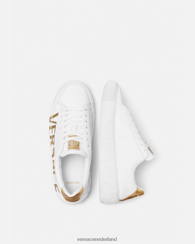 Versace Greca-sneakers met logo Heren wit goud schoen J2T4F41549