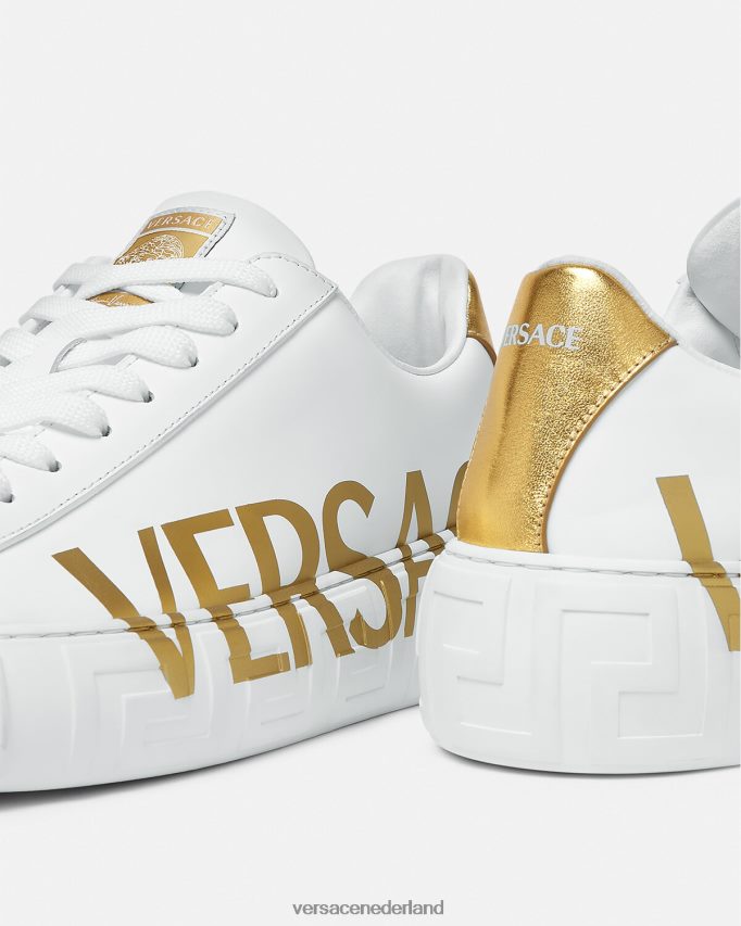 Versace Greca-sneakers met logo Heren wit goud schoen J2T4F41549